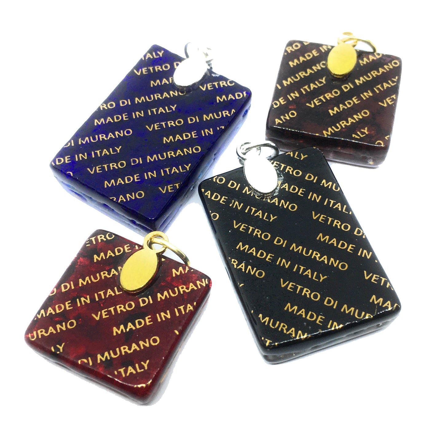 Murano Glass Pendant on Silver Leaf - Dainty 2cm x 1.5cm (MGPP22)