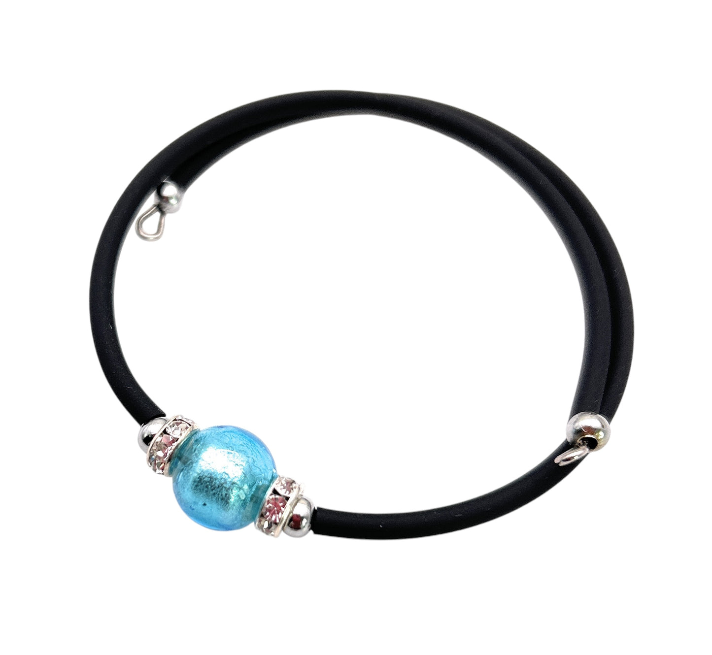 Murano Glass Bead Bracelet, Handmade Memory Wire Bracelet with 1cm Murano Glass Bead