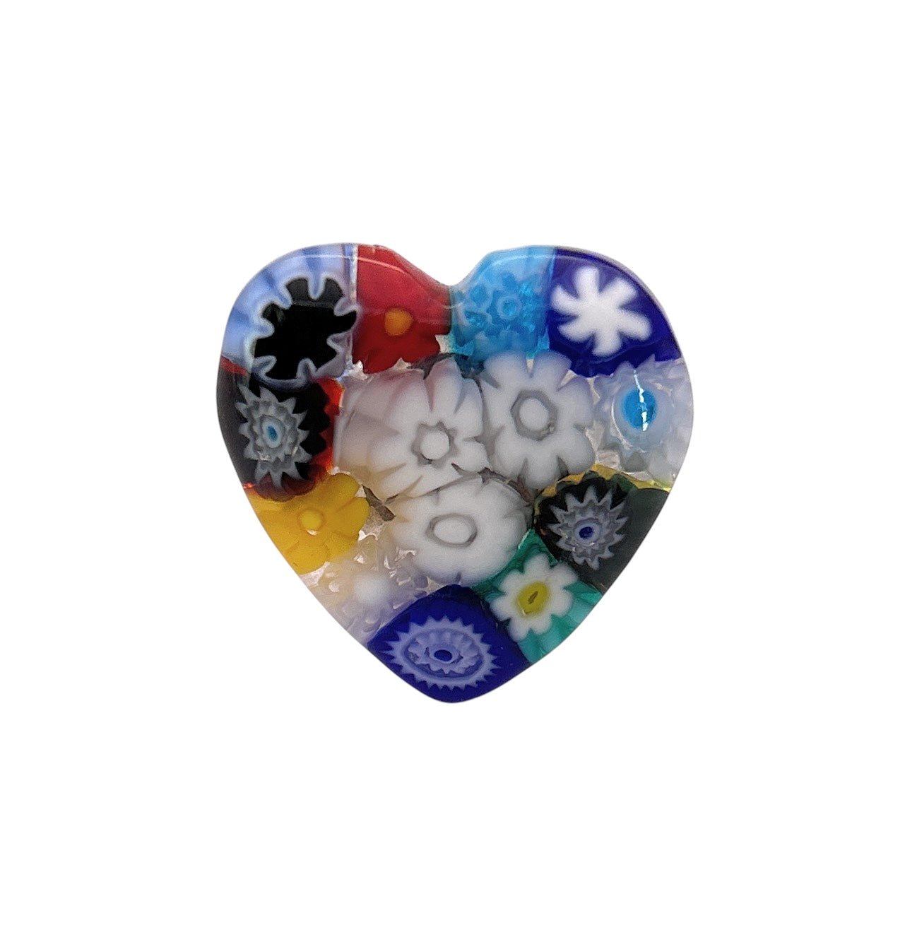 Murano Glass Heart Ring, Millefiori Flower Ring, Millefiori Heart Ring - Calon Glass & Murano Passion - Murano Glass Ring