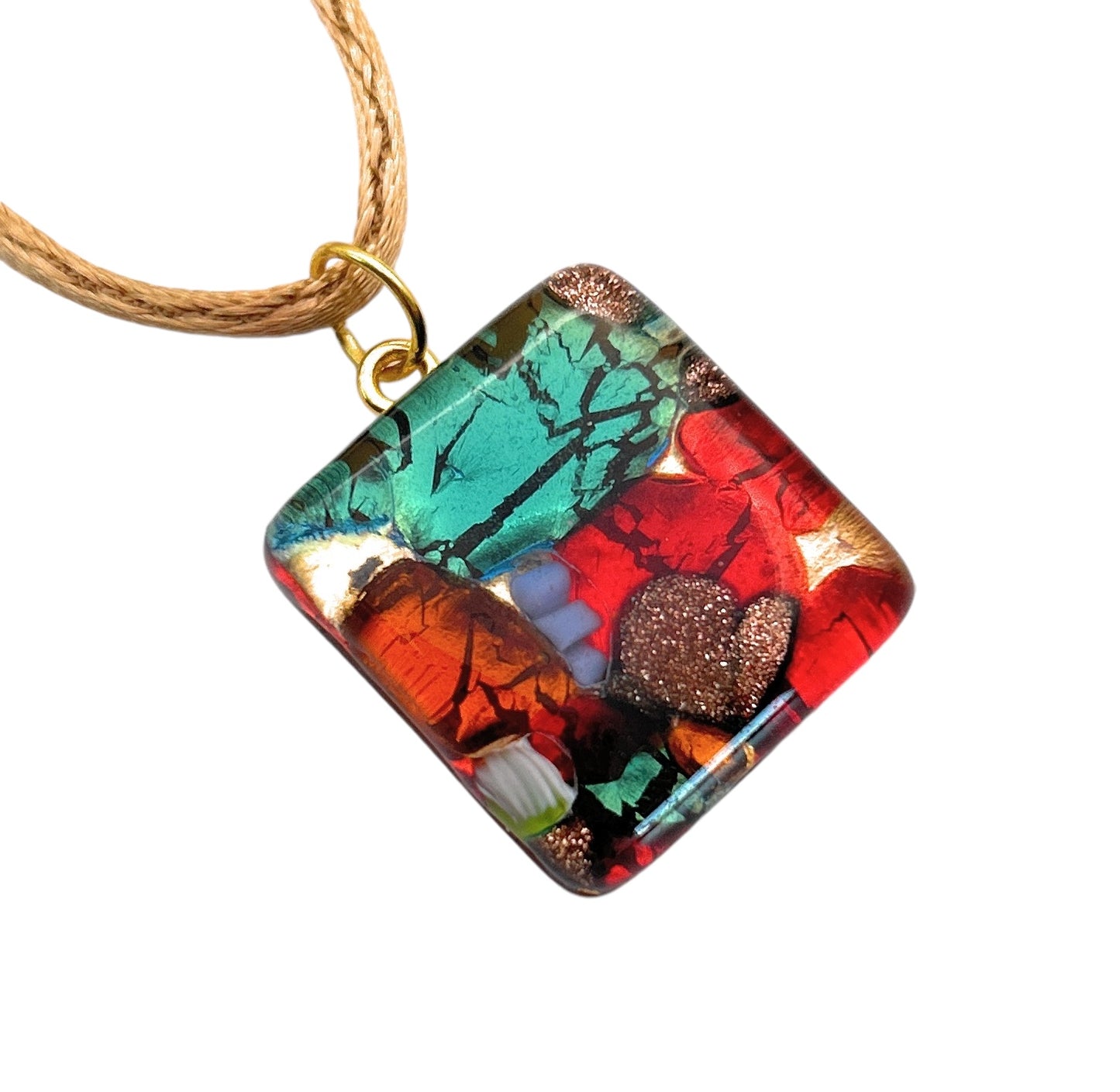 Glass Pendant Murano Glass Pendant Handmade Glass Pendant Murano Glass Jewellery Glass Pendant Millefiori Pendant Murano Glass Necklace Gold Leaf Silver Leaf Gift Venetian Glass Jewellery Glass from Venice Italy