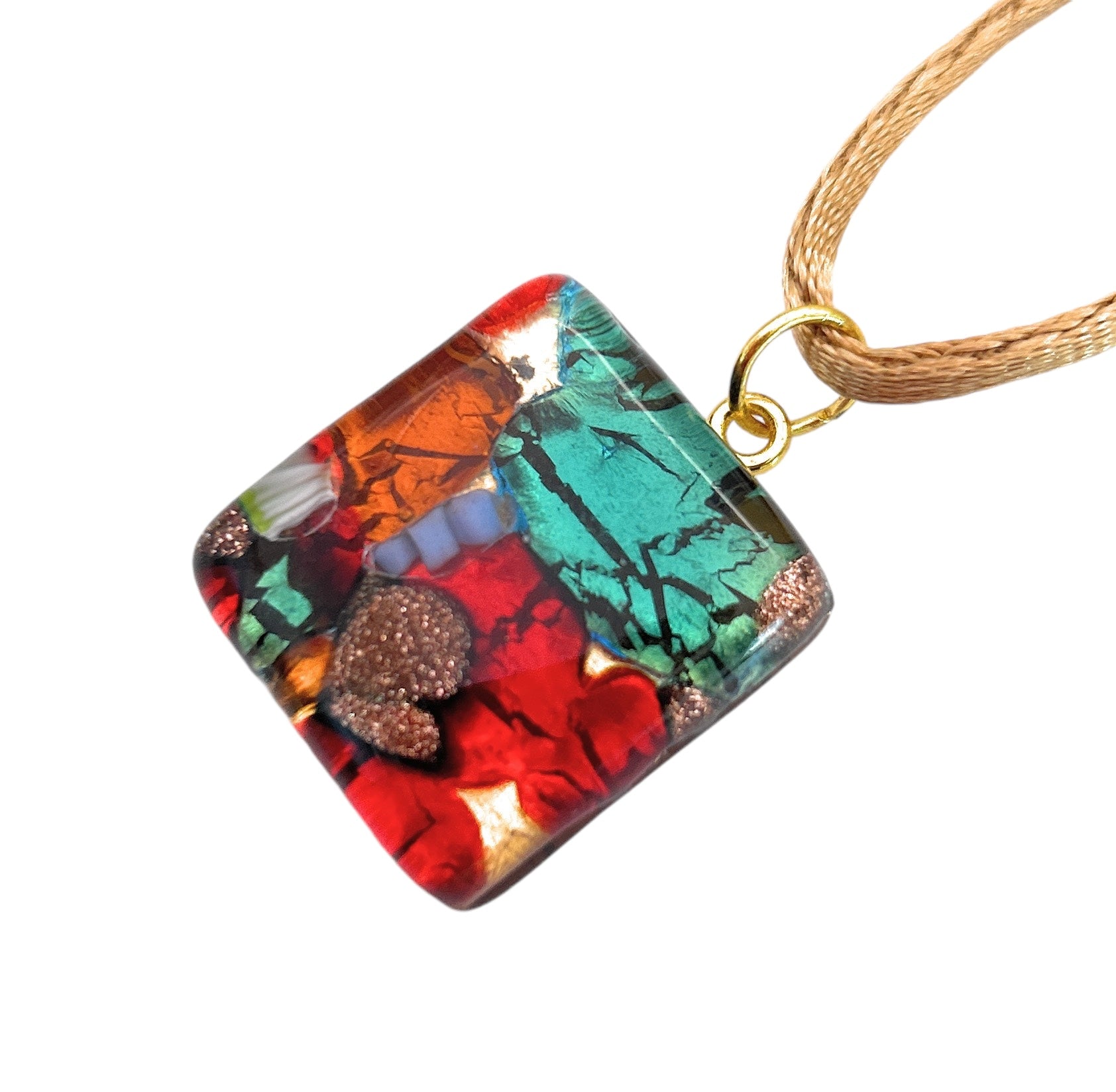 Glass Pendant Murano Glass Pendant Handmade Glass Pendant Murano Glass Jewellery Glass Pendant Millefiori Pendant Murano Glass Necklace Gold Leaf Silver Leaf Gift Venetian Glass Jewellery Glass from Venice Italy