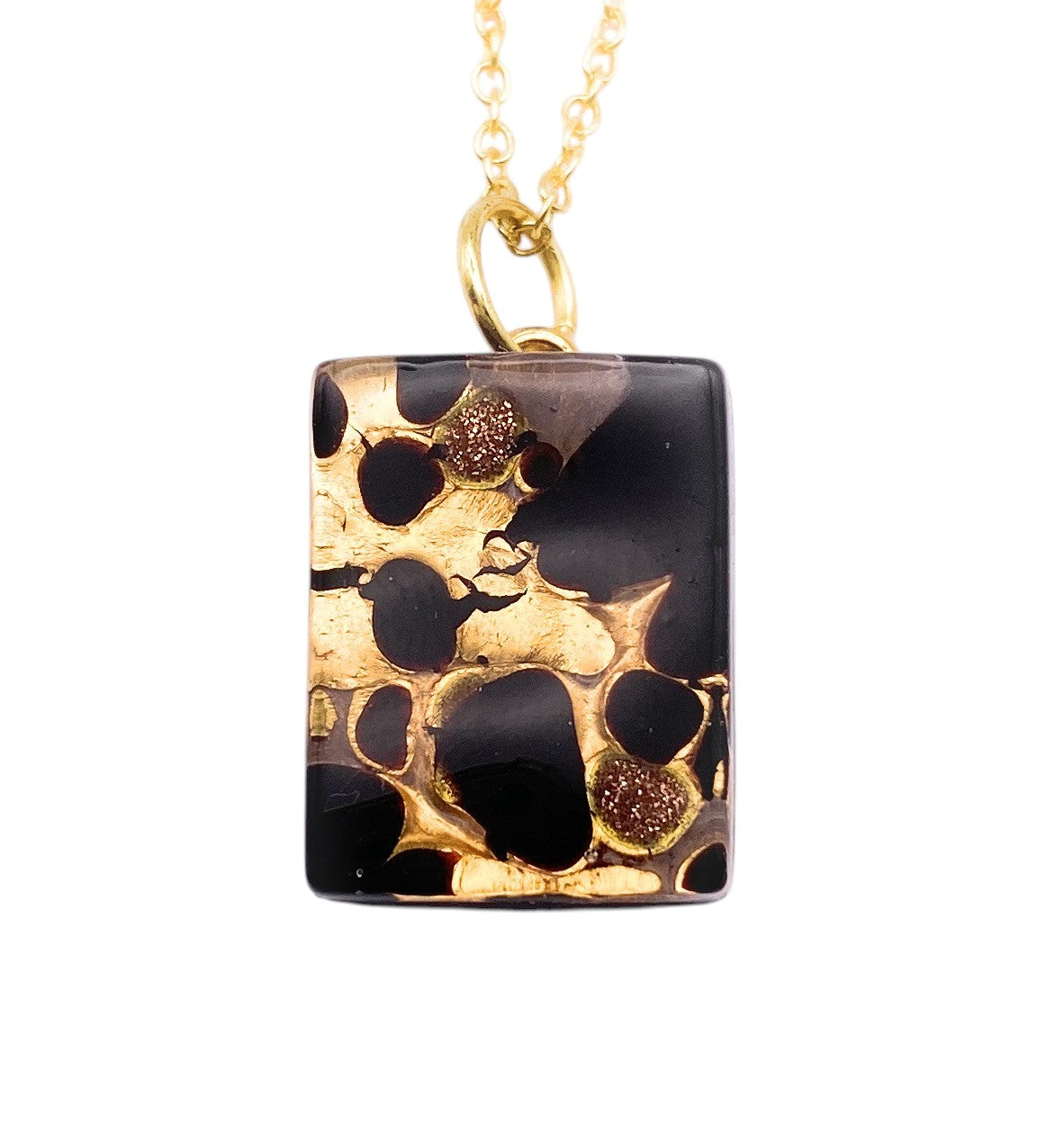 Murano Glass Pendant, Multi Coloured on Gold Leaf - Dainty 2cm x 1.5cm (MGPP3)