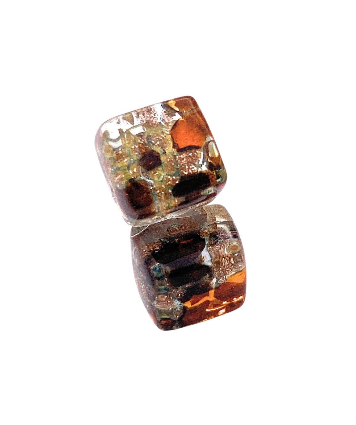 Murano Glass Earrings - Multi on Gold, Dainty 8mm Diameter (MGE1)