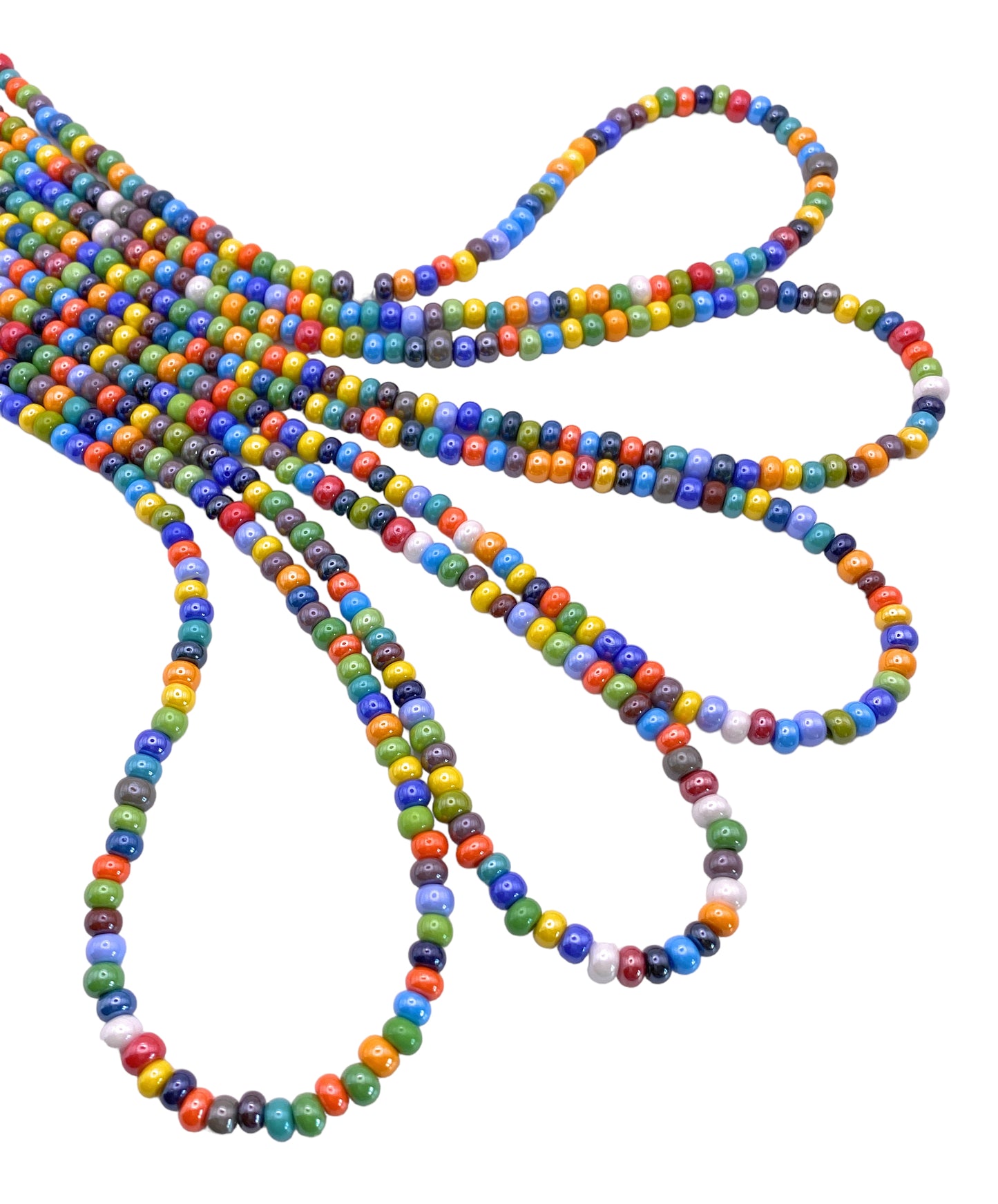 Murano Glass Beaded Necklace, Multi-Coloured Rainbow Necklace, Dainty 5mm Murano Glass Beads (MGNL1)