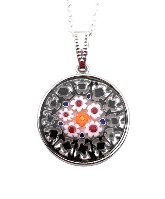 Murano Glass Pendant made with Millefiori Flowers - 2.4cm