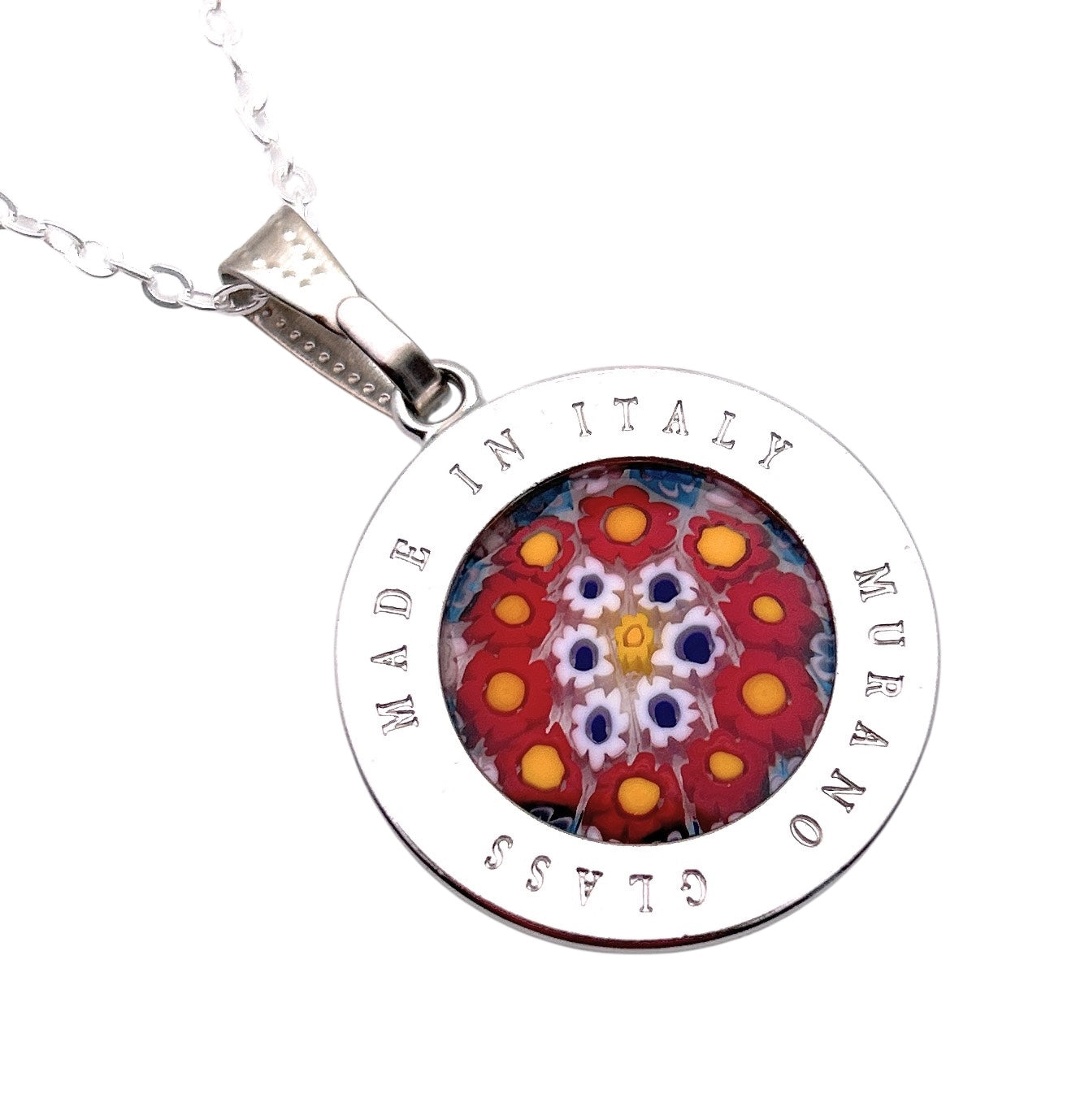 Murano Glass Pendant made with Millefiori Flowers - 2.4cm