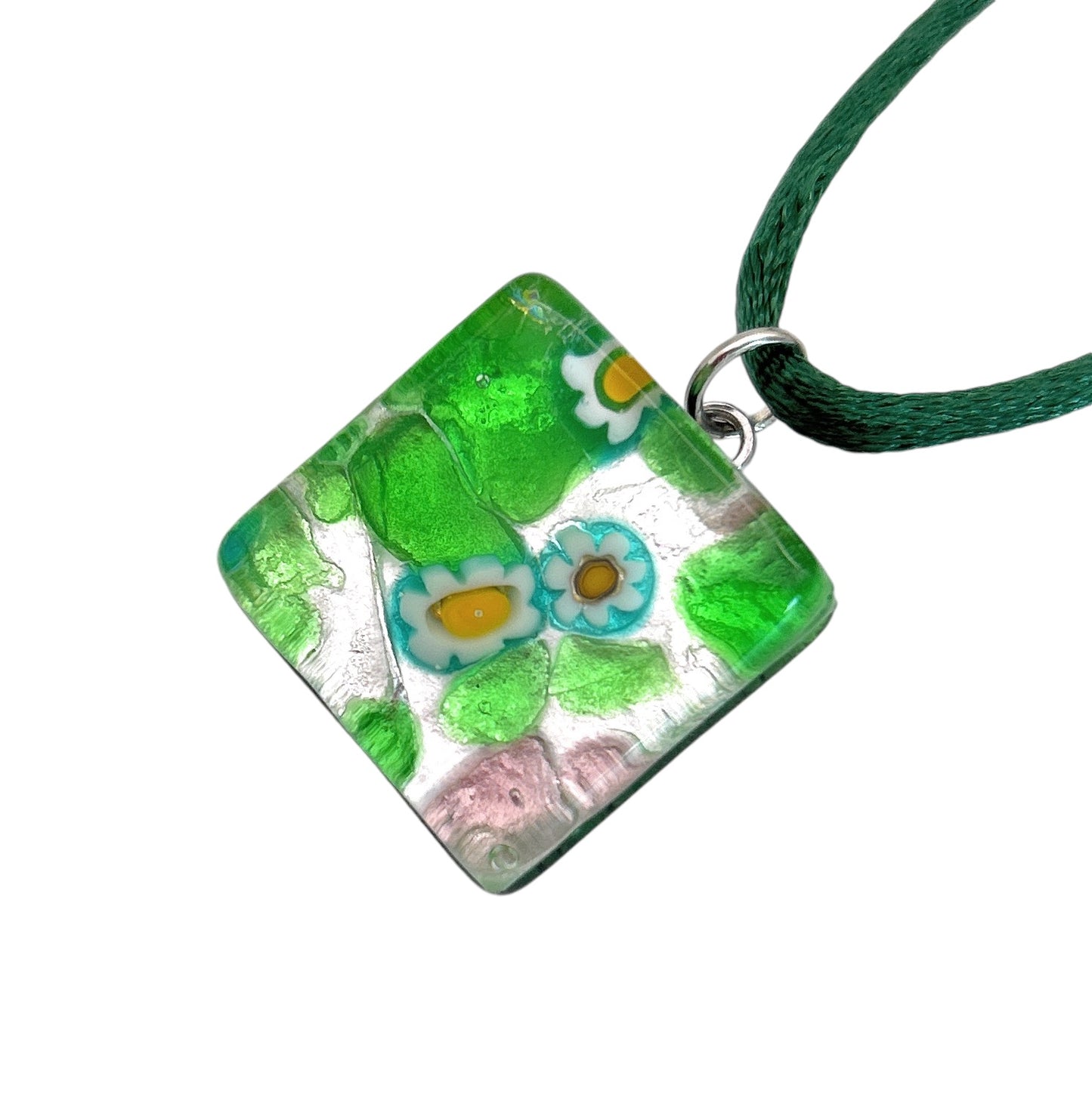 Glass Pendant Murano Glass Pendant Handmade Glass Pendant Murano Glass Jewellery Glass Pendant Millefiori Pendant Murano Glass Necklace Gold Leaf Silver Leaf Gift Venetian Glass Jewellery Glass from Venice Italy