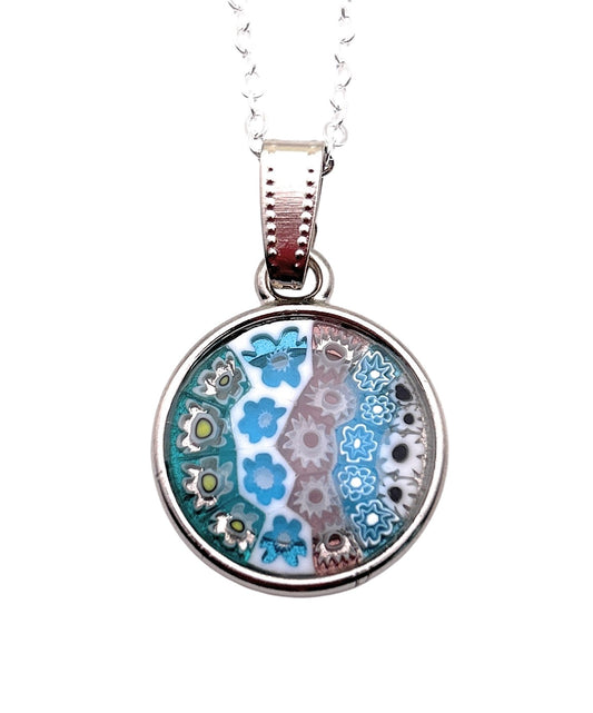 Murano Glass Pendant made with Millefiori Flowers - 2cm