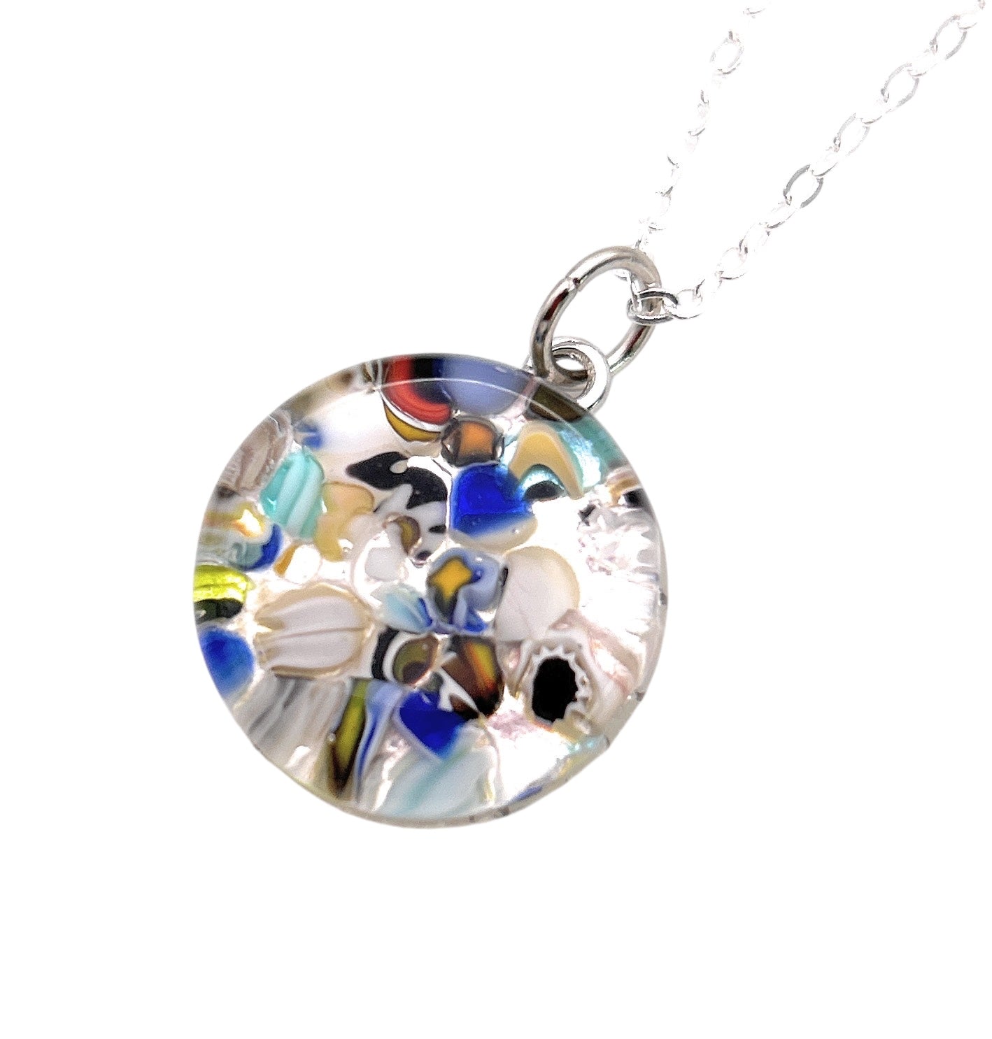 Murano Glass Round Pendant made with Millefiori - 2cm (MGPV1)