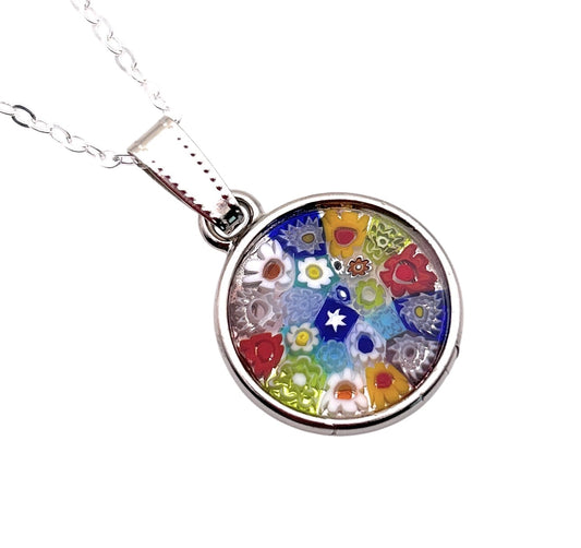 Murano Glass Pendant made with Millefiori Flowers - 2cm