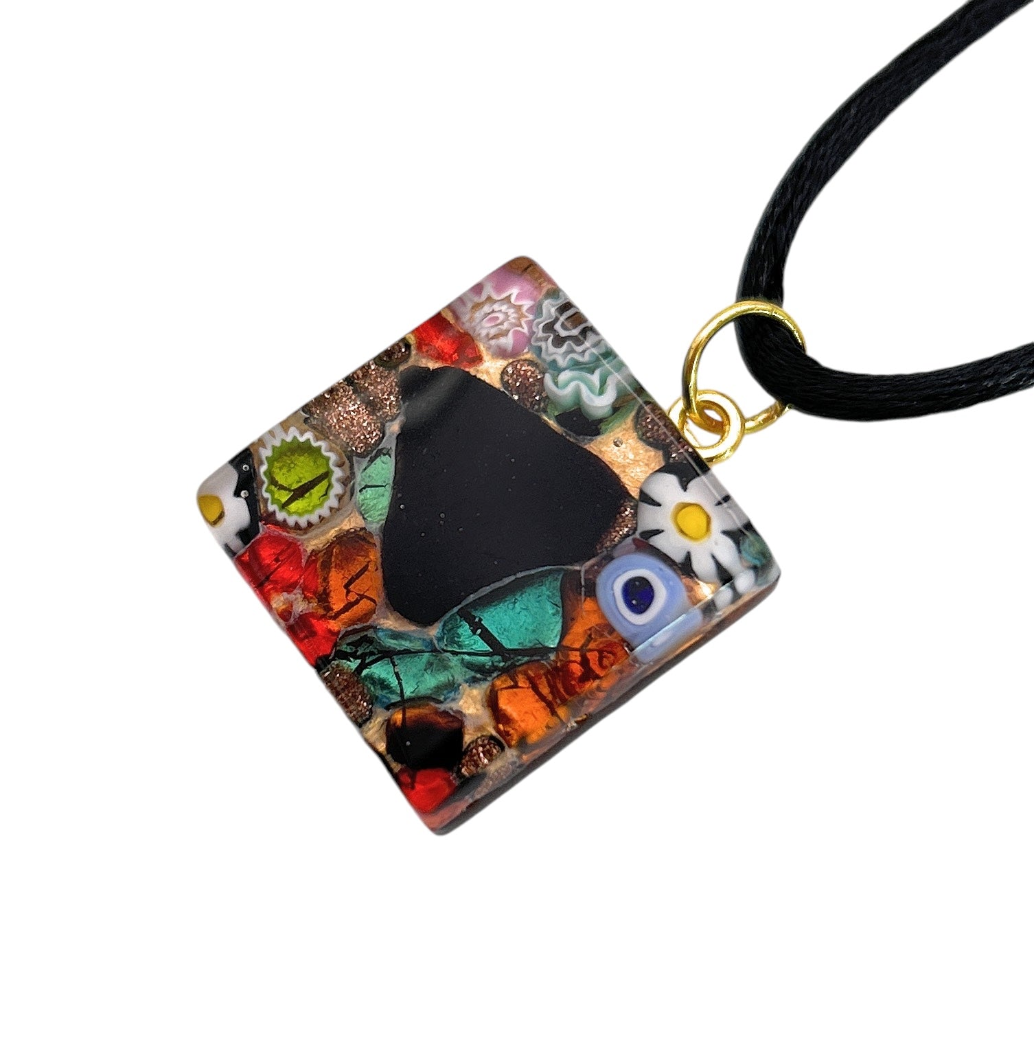 Glass Pendant Murano Glass Pendant Handmade Glass Pendant Murano Glass Jewellery Glass Pendant Millefiori Pendant Murano Glass Necklace Gold Leaf Silver Leaf Gift Venetian Glass Jewellery Glass from Venice Italy