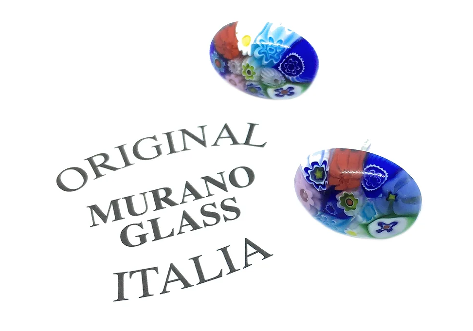 Murano Passion presents a pair of vibrant Murano Glass Earrings, crafted using the Millefiori technique with intricate floral designs, embodying the timeless allure of this art form. The dainty size of 13mm x 8mm enhances their exquisite handmade charm.