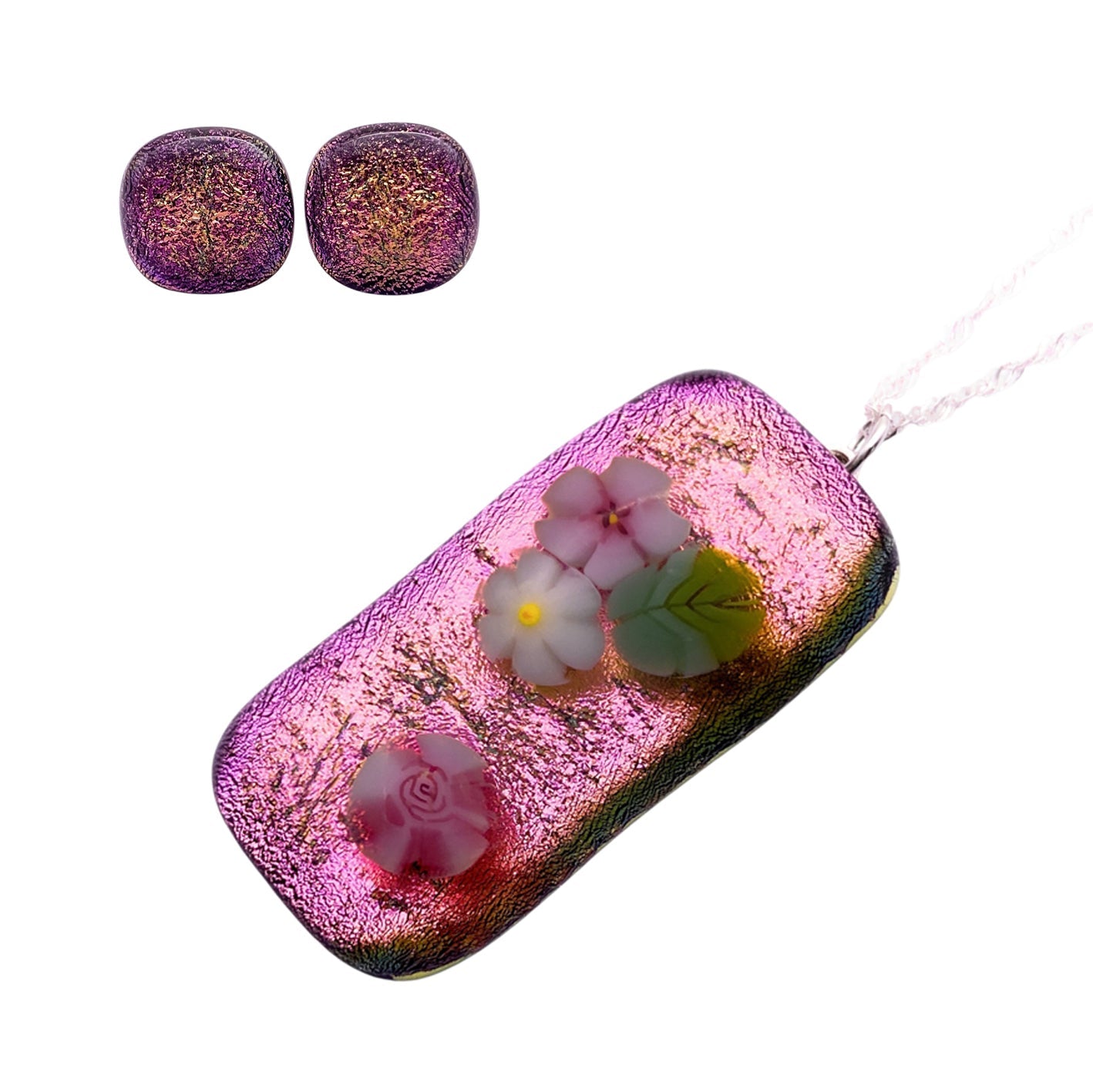 Handmade Glass Pendant and Earring Set - Calon Glass & Murano Passion
