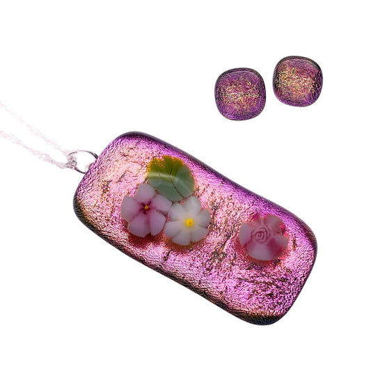 Handmade Glass Pendant and Earring Set - Calon Glass & Murano Passion