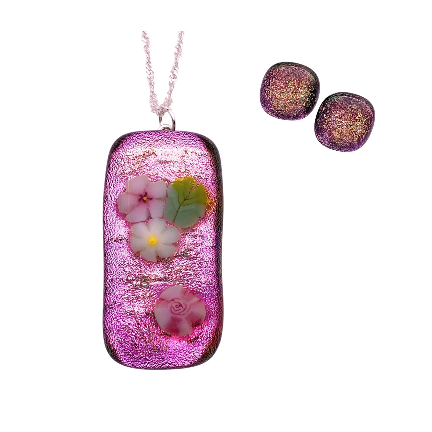 Handmade Glass Pendant and Earring Set - Calon Glass & Murano Passion
