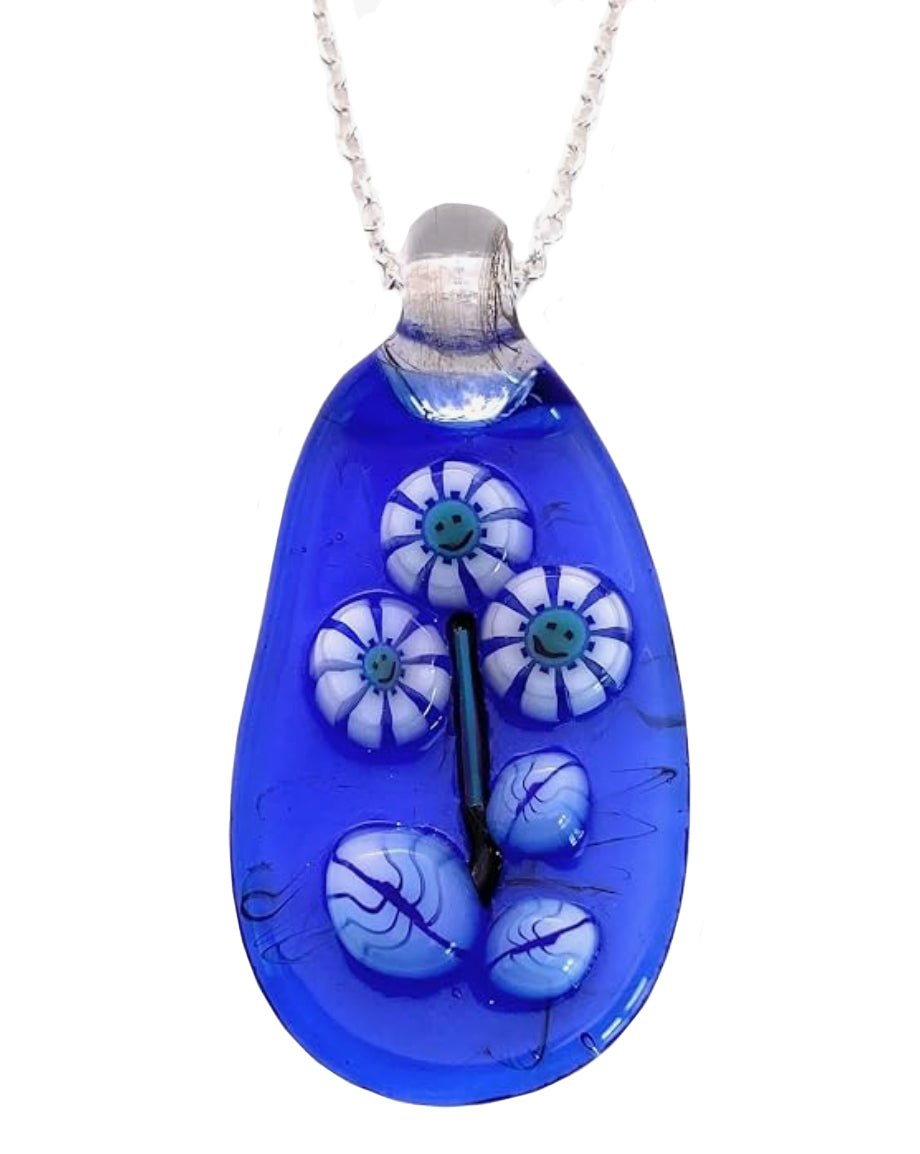 Handmade Glass Pendant made with Millefiori Flowers - Calon Glass & Murano Passion