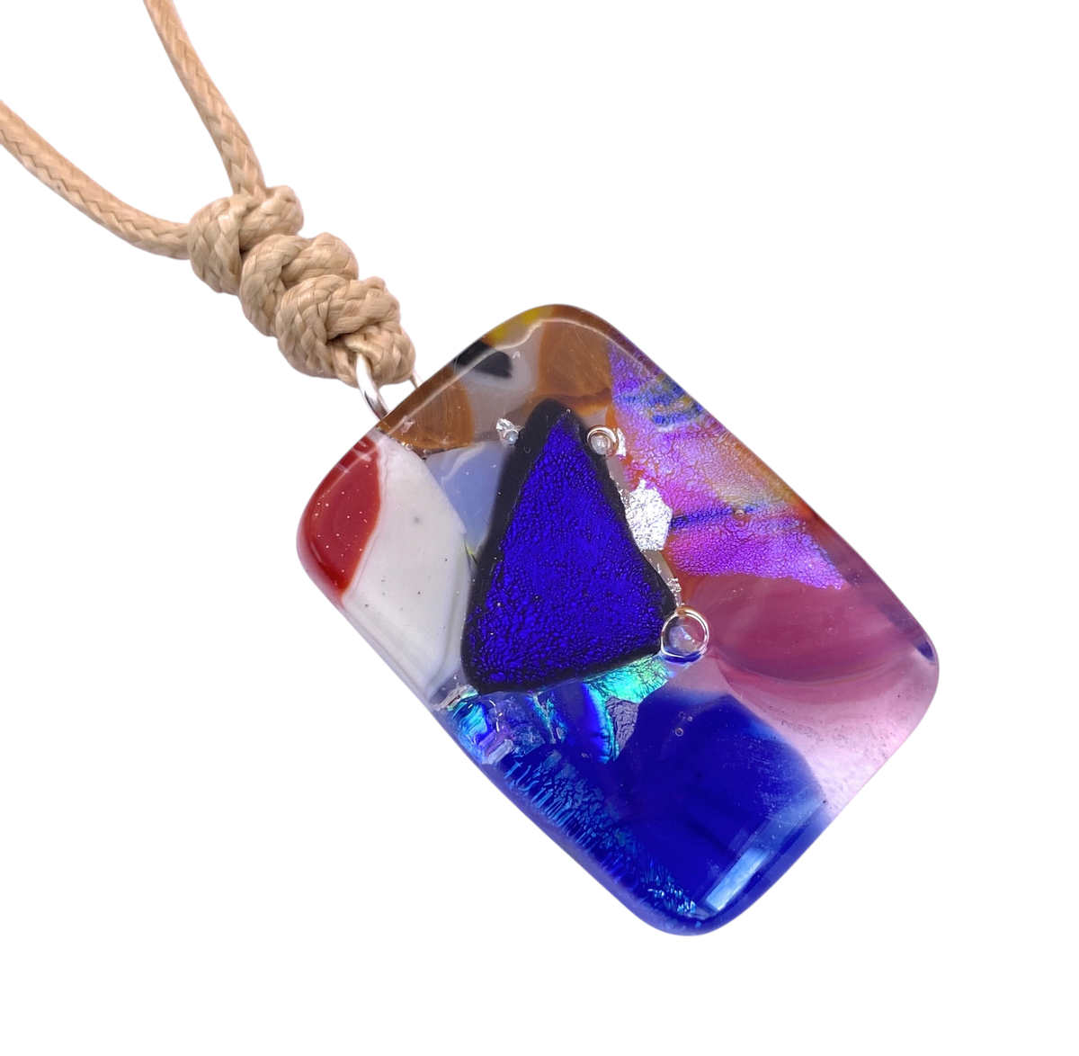 Handmade Dichroic Glass Mosaic Pendant - Calon Glass & Murano Passion