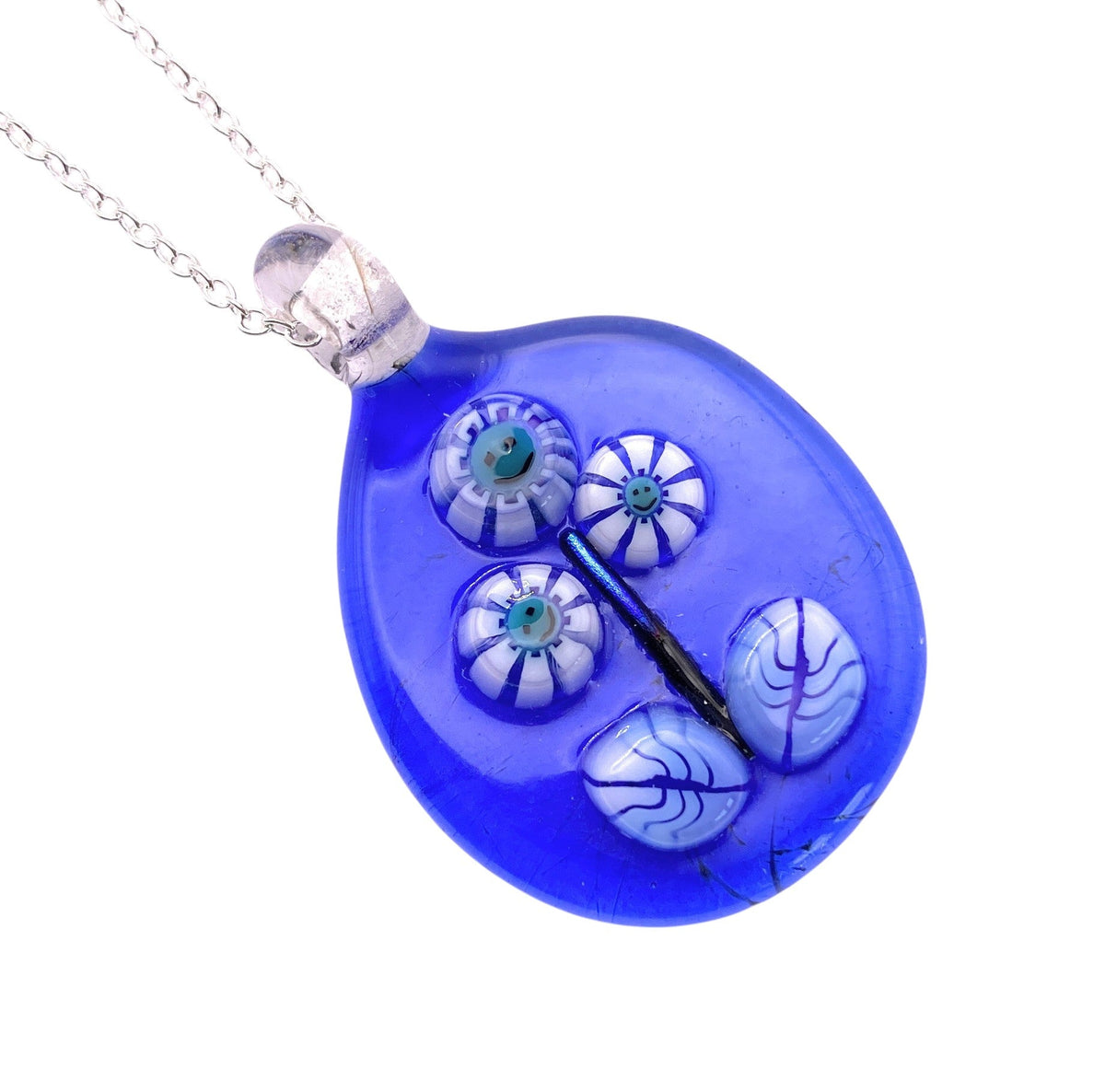 Handmade Glass Pendant made with Millefiori Flowers - Calon Glass & Murano Passion