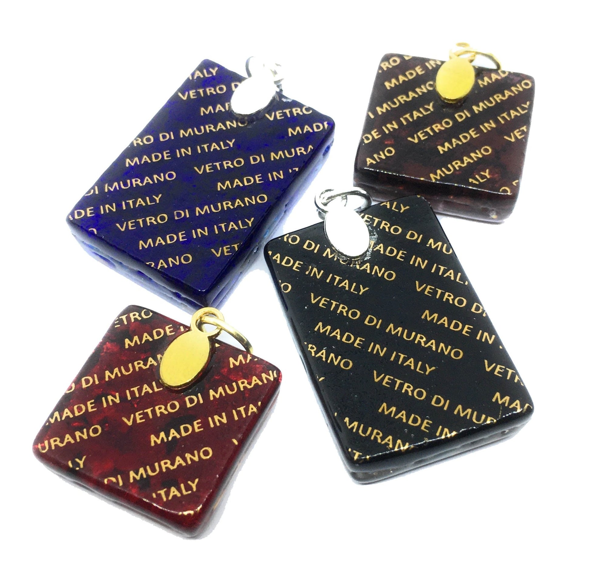 Murano Glass Pendant, Multi Coloured on Gold Leaf - Dainty 2cm x 1.5cm (MGPP3) - Calon Glass & Murano Passion